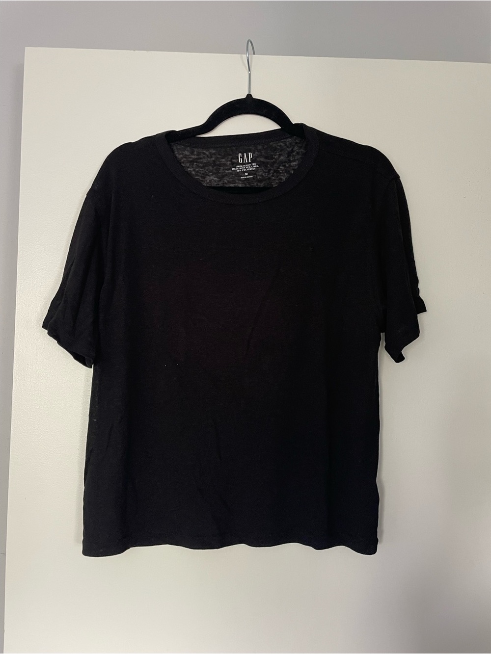 GAP Black Linen Blend Short Sleeve Crewneck Tee